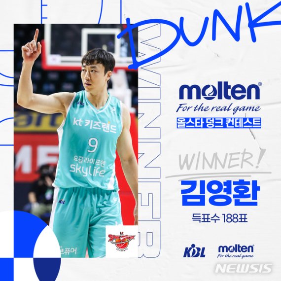 [서울=뉴시스] KT 김영환 온라인 덩크슛 콘테스트 우승. (사진 = KBL 제공)
