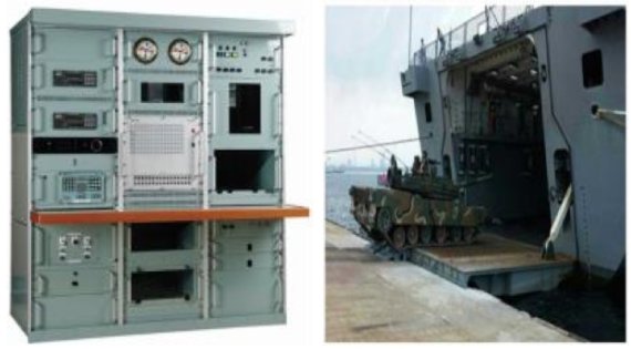 ▲대양전기공업㈜이 군에 납품한 함정통합통신체계(왼쪽)와 ㈜금하네이벌텍의 함정탑재장비. /사진=부산시