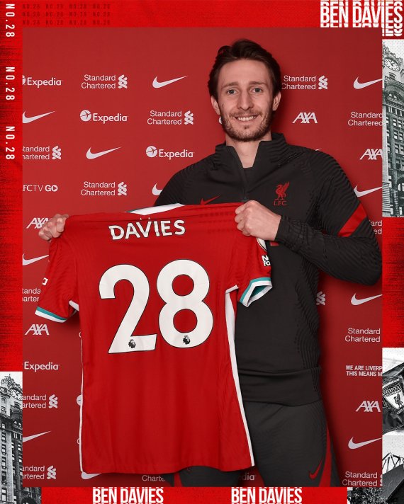 겨울 이적시장 마지막날 리버풀로 이적한 벤 데이비스.(리버풀 페이스북 캡처) © 뉴스1