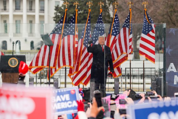도널드 트럼프 미국 전 대통령이 지난달 6일 워싱턴DC에서 지지자들에게 연설하고 있다.로이터뉴스1
