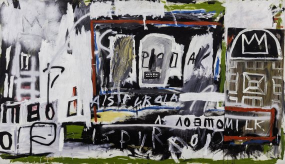 바스키아 New York, New York, 1981, Acrylic, oil stick, spray paint, silver spray paint, and papercollage on canvas /사진=롯데뮤지엄
