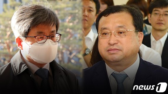 김명수 대법원장, 임성근 부산고법 부장판사(왼쪽부터). 뉴스1