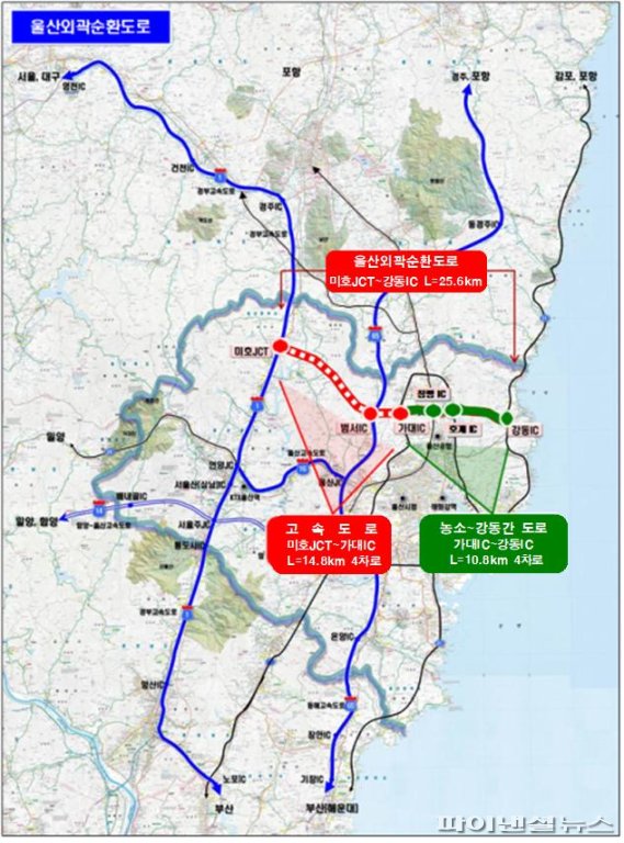 울산 외곽 순환도로 건설 위치도 울산시 제공