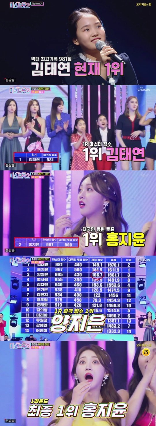 별사랑이 1위로 결승전에 진출한 18일 방송된 TV조선 '미스트롯 2' 캡쳐화면 /사진=뉴스1