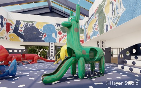 현대프리미엄아울렛 스페이스원에 설치된 스토리텔링형 문화·예술 공간 '모카 가든'. 세계적 아티스트 겸 디자이너 '하이메 아욘'과 협업해 꾸몄다.