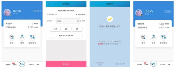 신한은행은 CBDC 발행을 대비해 디지털활폐 플랫폼의 시범 구축을 완료했다. 사진은 플랫폼의 환전부문.