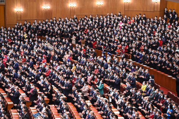 11일 중국 베이징 인민대회당에서 전인대 제13기 4차 전체회의 폐막식이 진행되고 있다. /사진=뉴시스