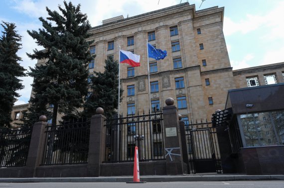 18일(현지시간) 촬영된 러시아 모스크바의 체코 대사관 전경.로이터뉴스1