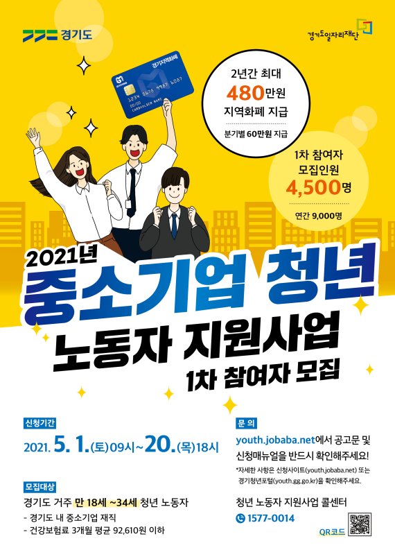 '2년간 480만원', 경기도 '중소기업 청년 노동자 지원'