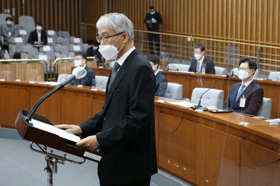 천대엽 대법관 후보자가 28일 오전 서울 여의도 국회에서 열린 인사청문회에 출석해 발언하고 있다. 2021.4.28/뉴스1 © News1 구윤성 기자 /사진=뉴스1