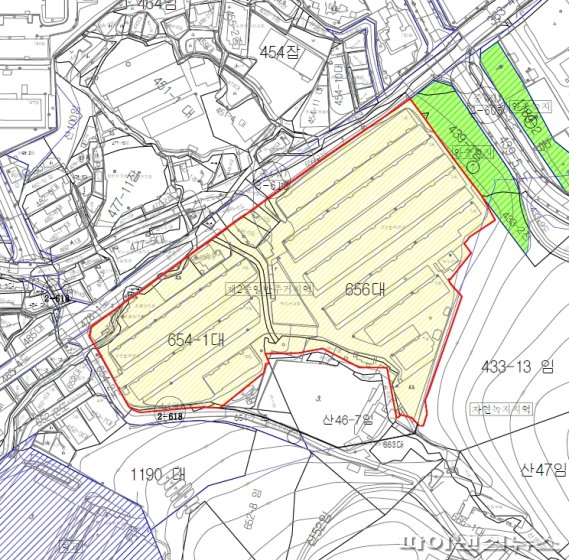 ▲ 부산 영도구 동삼동 조양비취맨션의 지형도면. 추진위 제공