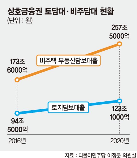 규제 느슨한 상호금융 토담대·비주담대, 5년새 급증...'투기' 통로됐나