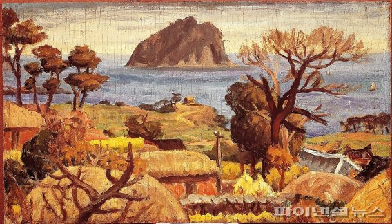 섶섬이 보이는 풍경, 유화, 28.2×39.8cm, 1951
