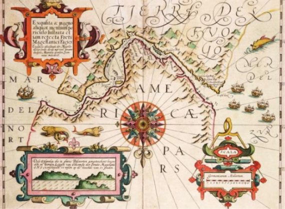 17세기에 그려진 마젤란의 해협 지도(출처 해양수산부)© 뉴스1