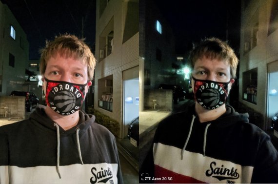 구글 스마트폰 픽셀5로 촬영한 사진(왼쪽)과 중국 ZTE의 엑손 20 5G로 촬영한 사진(오른쪽). 언더디스플레이 카메라(UDC)를 탑재한 엑손 20 5G로 촬영한 사진의 해상도가 더 낮다. <출처=더 버지 갈무리> © 뉴스1