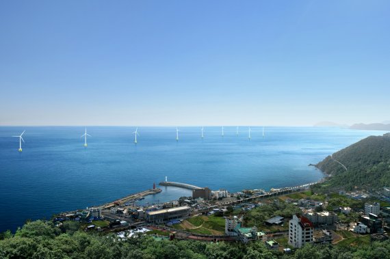 부산 해운대구 청사포 앞바다에 조성 예정인 40MW 규모의 해상풍력단지(조감도). 지윈드스카이 제공