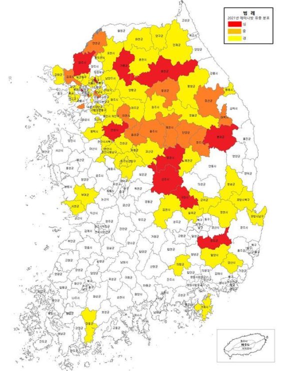 2021년 매미나방 유충 분포현황© 뉴스1