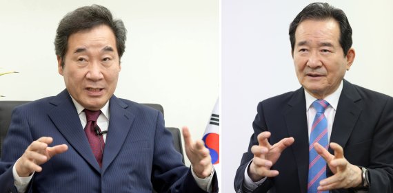 [광주=뉴시스] 더불어민주당 대권주자 이낙연 정세균. (사진=뉴시스 자료사진)