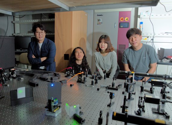 [연구진사진] (왼쪽부터) 박경덕 교수, 이형우 연구원, 구연정 연구원, 최진성 연구원 /사진=UNIST