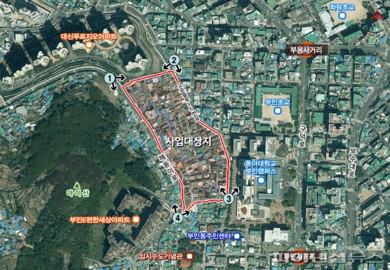 ▲ (가칭)부민3 재개발 사업 구역. 추진위 제공