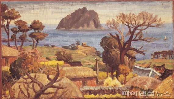 이중섭 화가 대표작 '섶섬이 보이는 풍경(1951, 유화·33.3×58.6cm)'