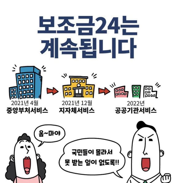 국민 각자가 받을 수 있는 정부보조금 혜택을 한눈에 확인하는 '보조금 24' 서비스 웹툰 포스터. 밀양시 제공