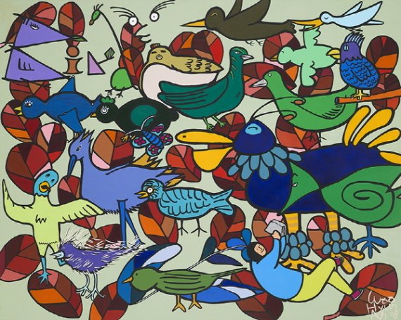 켄싱턴 호텔 여의도에서 전시 중인 우현아 作 '가족새 세상'