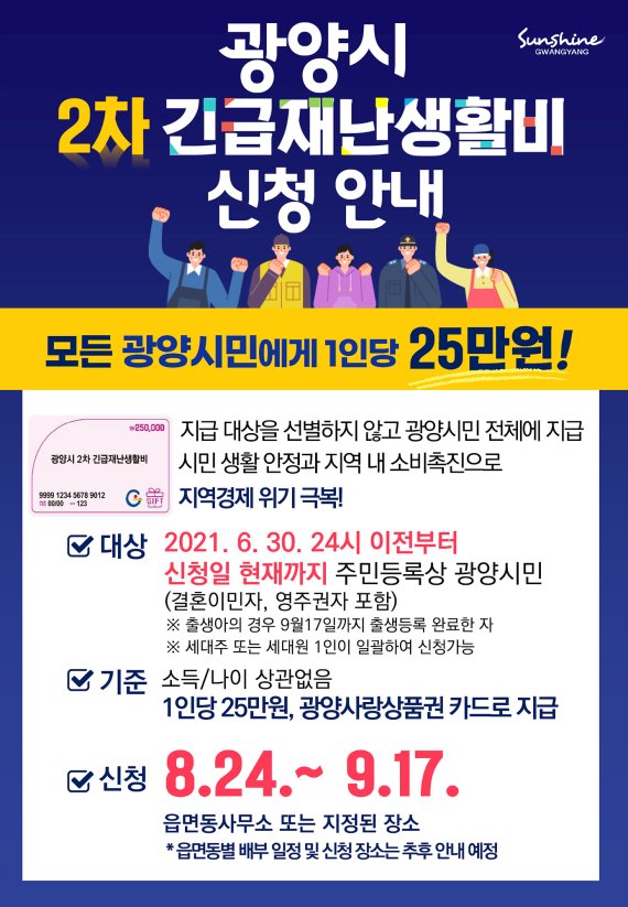 광양시, 2차 긴급재난생활비 1인당 25만원씩 지급