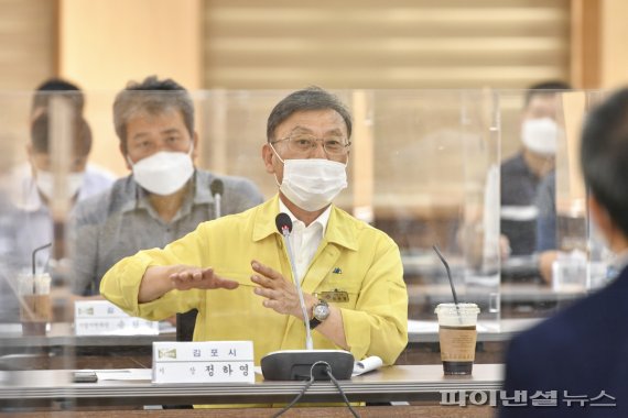 정하영 김포시장 6일 김포시-더불어민주당 당정협의회 발언. 사진제공=김포시