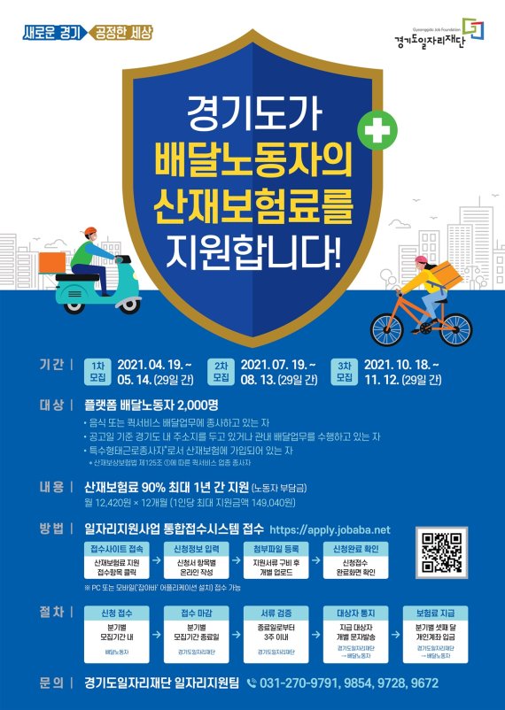 경기일자리재단, 배달노동자 산재보험료 지원 '13일 마감'