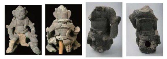 회암사지 장수상의 앞‧뒷면(왼쪽), 경복궁 장수상(2007년 발굴품)의 앞‧뒷면. 문화재청 제공