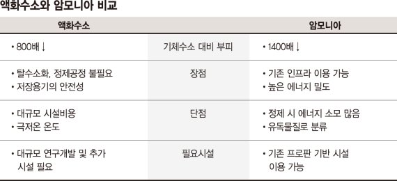 포스트 기체수소 놓고 '액화수소 vs. 암모니아' 주도권 경쟁