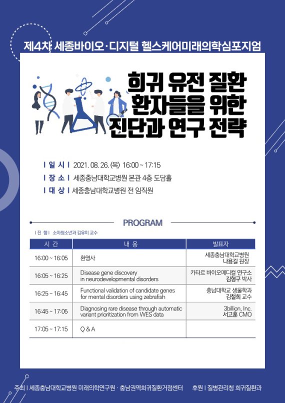 세종충남대병원이 개최하는 제4차 세종바이오디지털헬스케어미래의학심포지엄 포스터