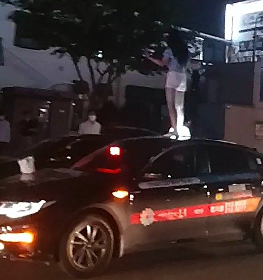 20대 만취 여성 택시 지붕 올라가 난동 "대통령님 제가.."