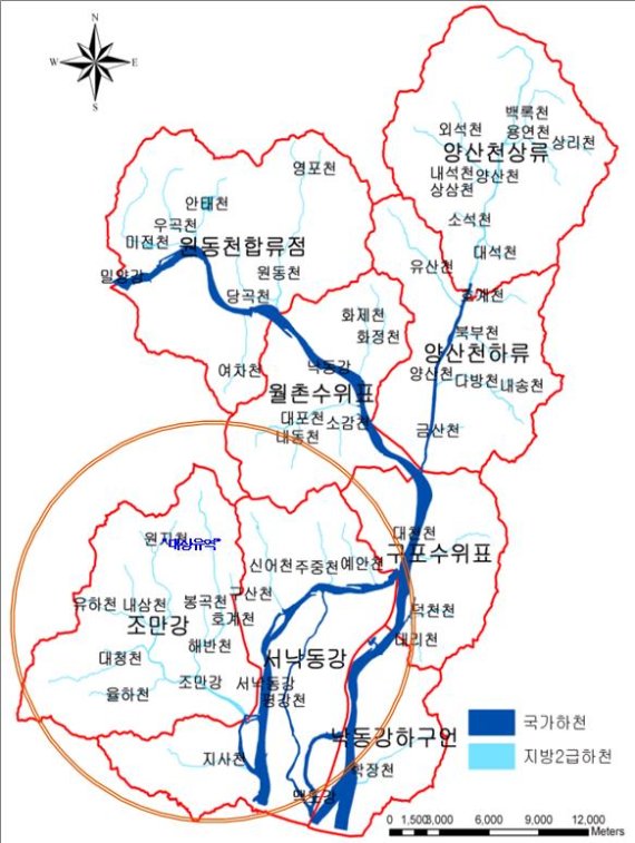 서낙동강 수질개선 방안 수립 용역 과업 대상지역. 김도읍 의원실 제공