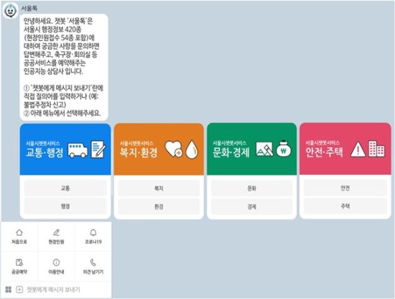 서울시 카톡 챗봇 '서울톡' 민원접수 54종으로 확대