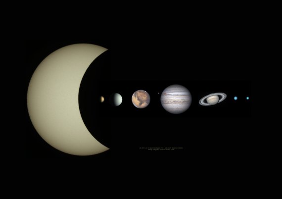 제29회 천체사진공모전 태양계 부문 동상을 수상한 최승용 씨의 '2020 - Our Solar System with Sun and Moon'. 천문연구원 제공