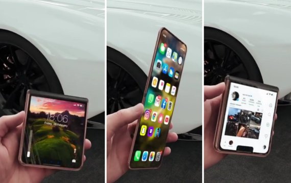 애플 폴더블폰 컨셉 이미지 <출처=노트북체크 갈무리>© 뉴스1