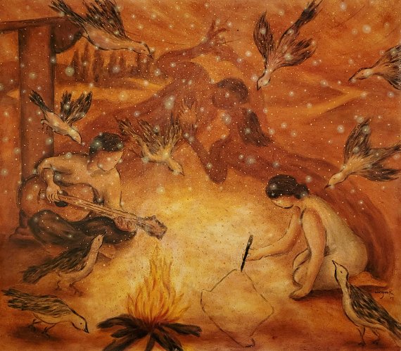 [서울=뉴시스] 김원숙 개인전, Magic guitar IV, 235x206cm, Oil on canvas, 2017