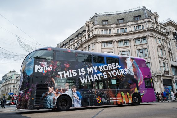 영국 런던 손흥민 한국관광 홍보 래핑 버스 /사진=한국관광공사