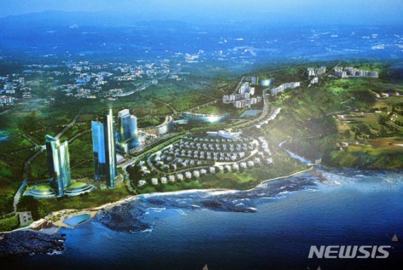 제주 서귀포시 예래동 일대 예래휴양형주거단지 최고층 빌딩 전경 조감도. [뉴시스]
