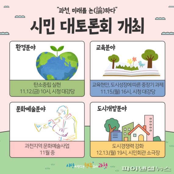 과천시민 대토론회 12일출발…환경 교육 문예