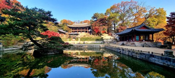 [서울=뉴시스] 부용지에서 바라본 규장각. (사진=문화재청 제공) 2021.11.11. photo@newsis.com *재판매 및 DB 금지