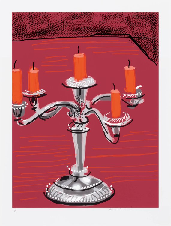 [서울=뉴시스]데이비드 호크니, Five Candles, ipad drawing inkjet print. 81×61cm (edition 17/25) , 2011, 추정가 5800만~1억원.