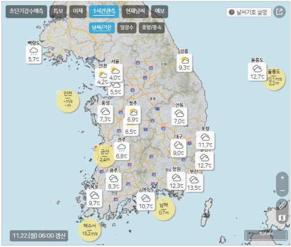 전국 눈비 내리며 강풍..출근길 두껍게 입고 우산들고 나오세요