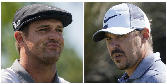 [AP/뉴시스] 골프계의 앙숙으로 유명한 브라이슨 디섐보(왼쪽)과 브룩스 켑카. 이 두 라이벌은 오는 26일 자존심을 건 1대1 맞대결을 벌인다.