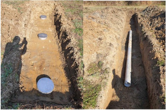 지중 탐사 드론을 시험하기 위해 땅에 지뢰 모사물과 파이프를 매설했다. (이미경 세종대학교 교수 제공) 2021.12.13 /뉴스1