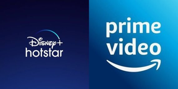 디즈니+핫스타와 아마존 프라임비디오 CI. 각사 트위터 캡처.