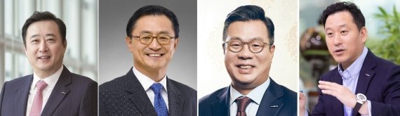 왼쪽부터 김남구 한국투자금융지주 회장과 한국투자증권 유상호 부회장, 정일문 사장, 김성환 부사장 *재판매 및 DB 금지