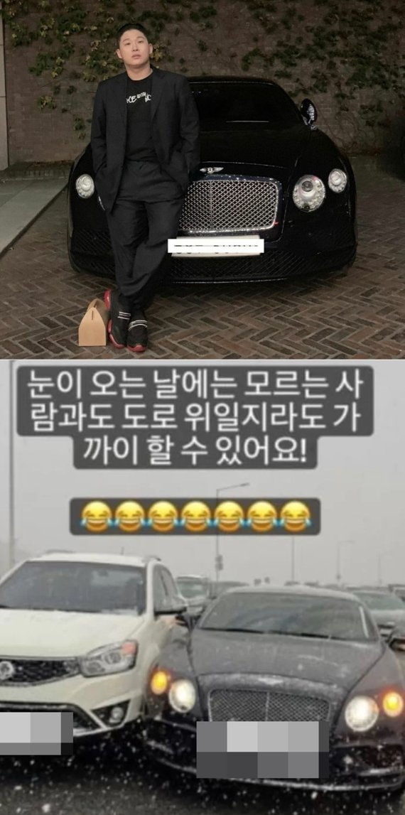 스윙스 '2억5000만원' 벤틀리 타다 눈길 사고…"난 괜찮다"